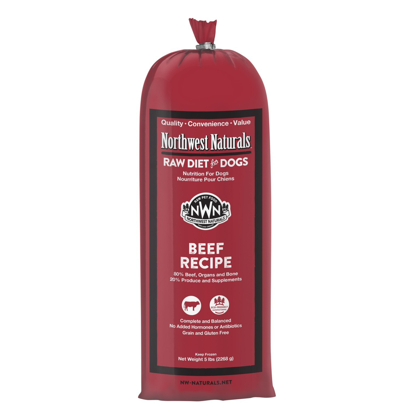 Northwest Naturals Raw Frozen Beef Chub Dog Food 5 lb