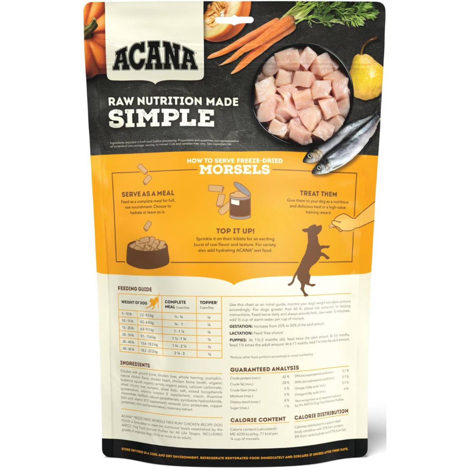 Acana Chicken Recipe Morsels Grain-Free Freeze-Dried Dog Food & Topper 8-oz