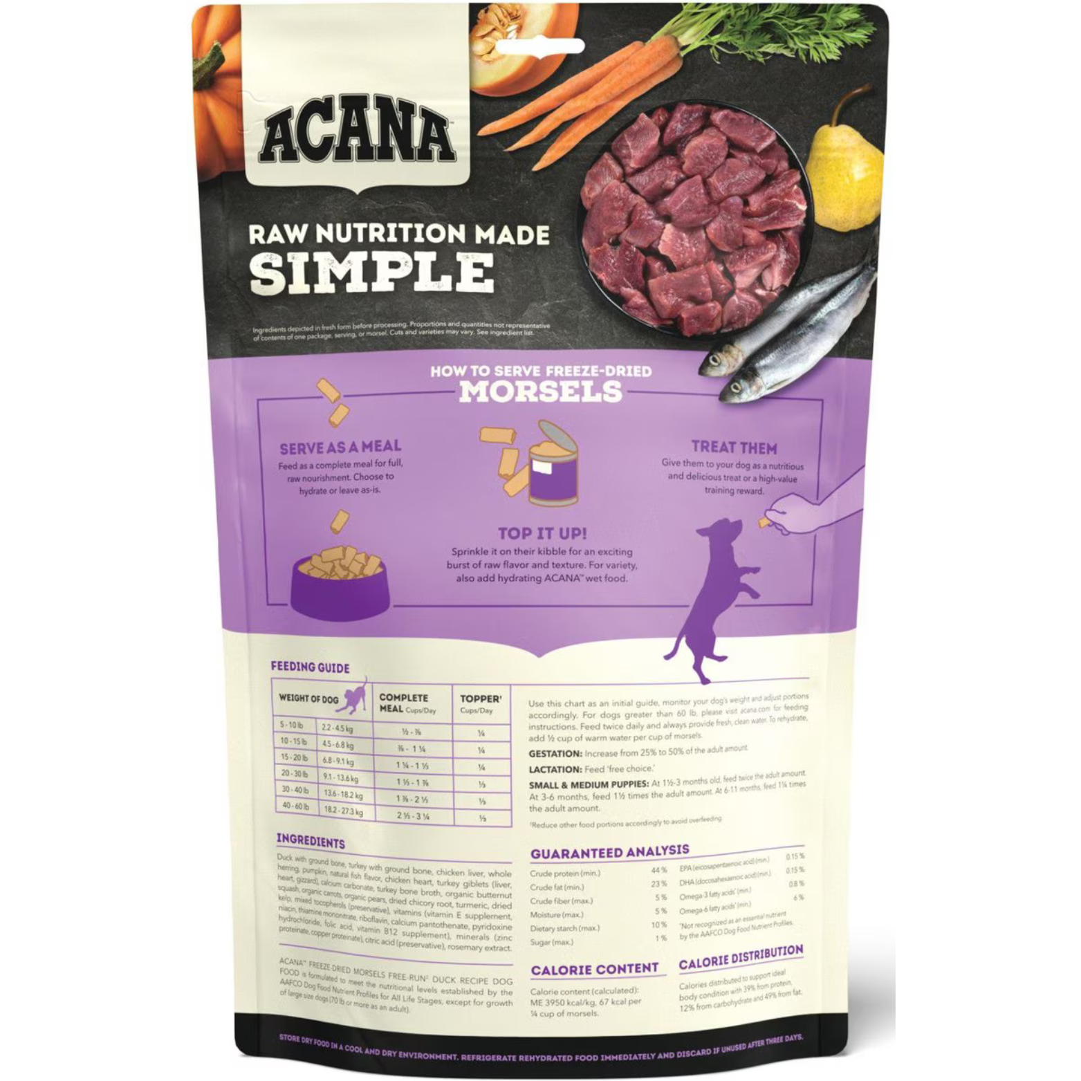 Acana Duck Recipe Morsels Grain-Free Freeze-Dried Dog Food & Topper 8-oz