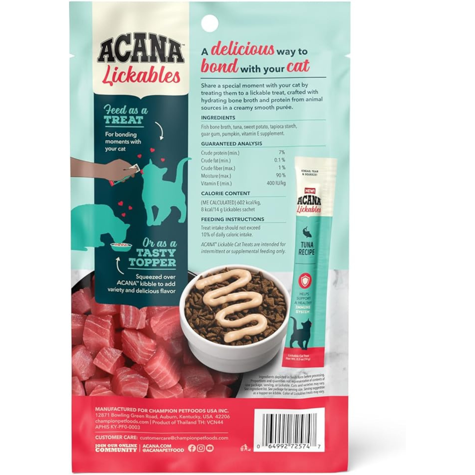 Acana Lickables Healthy Immune System Tuna Recipe Cat Treats, 2.5 oz, 5 count