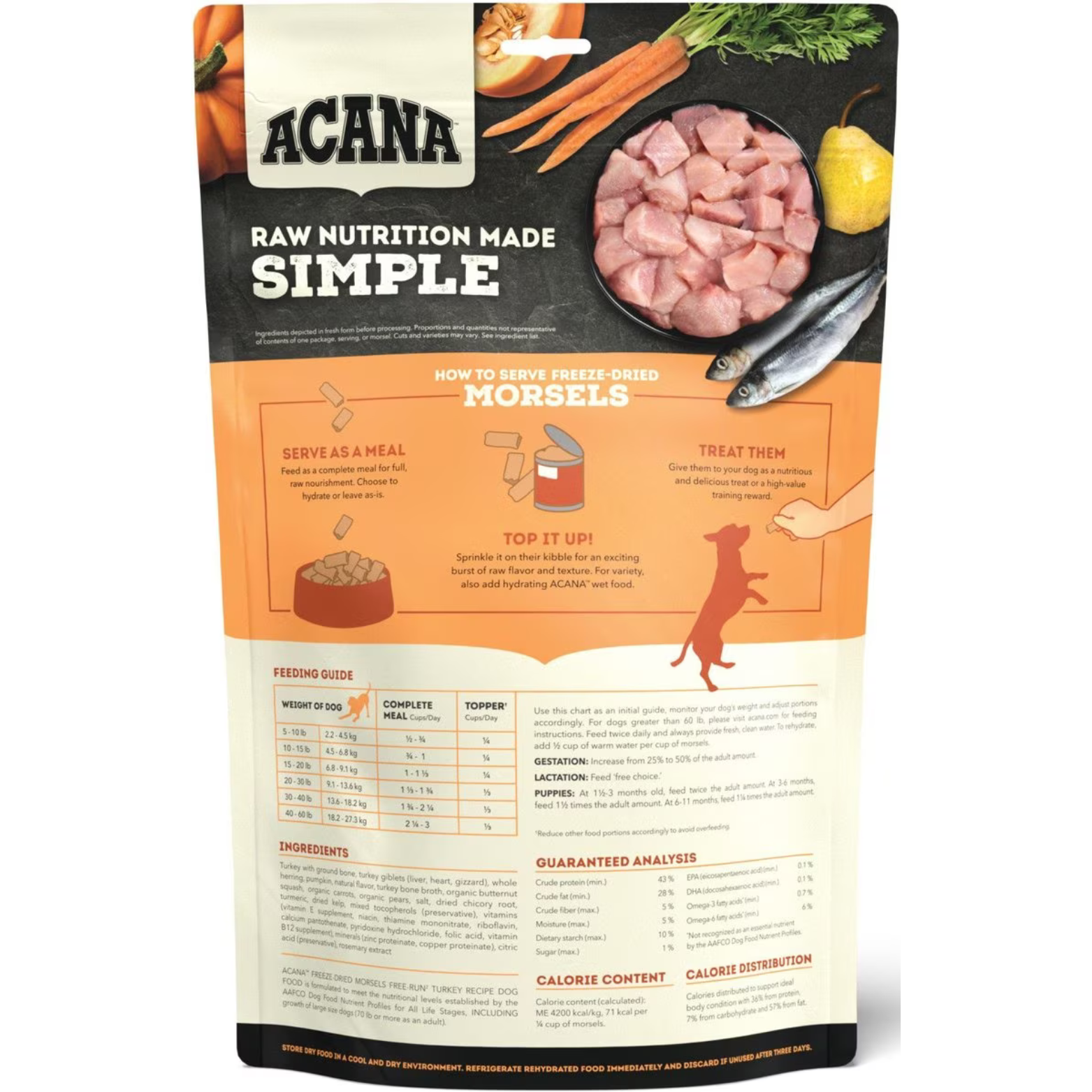 Acana Turkey Recipe Morsels Grain-Free Freeze-Dried Dog Food & Topper 8-oz