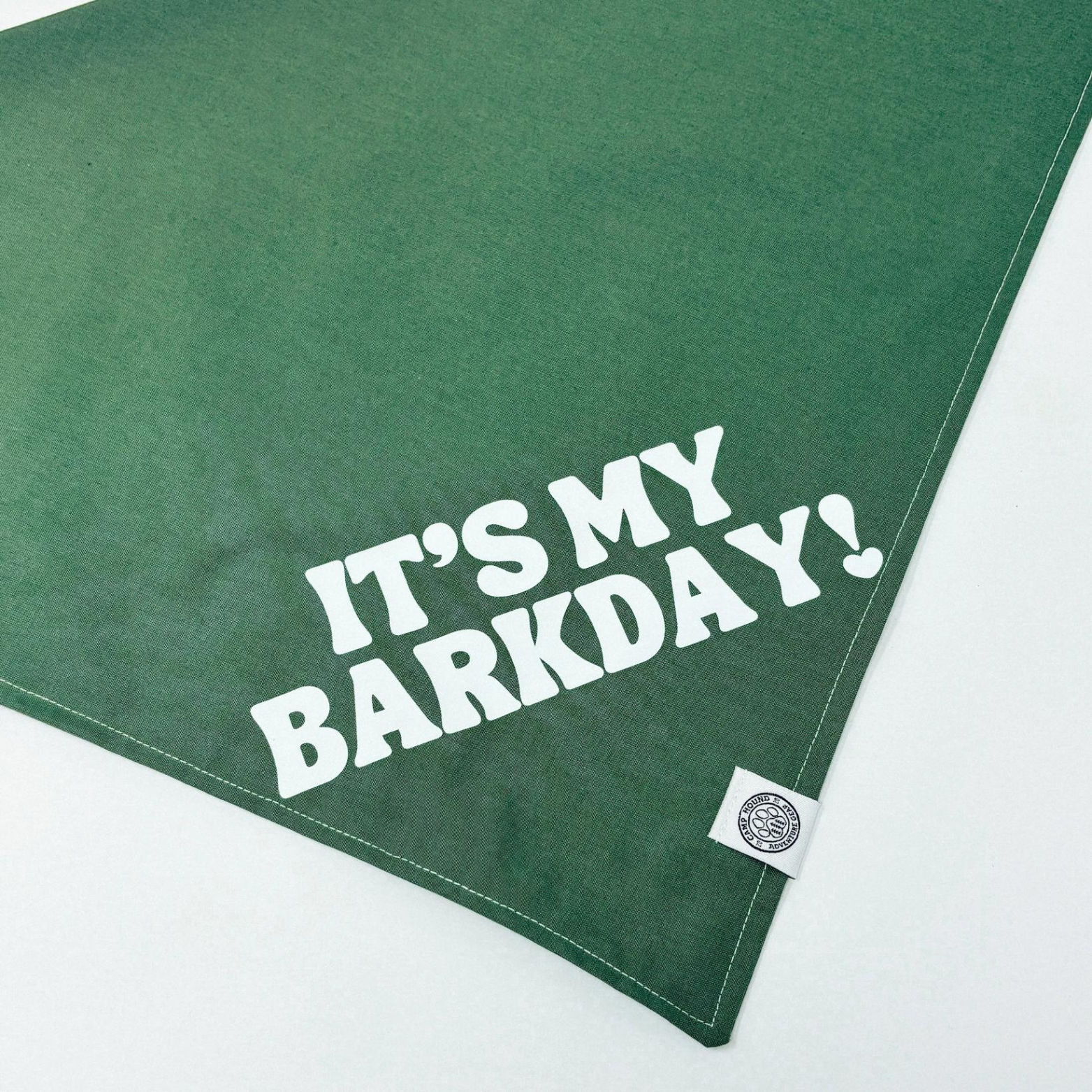 Camp Hound It's My BarkDay Dog Bandana Green