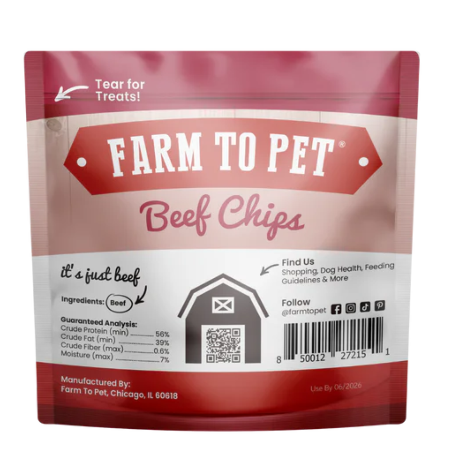 Farm To Pet Beef Chips Snack Pack Dog Treats