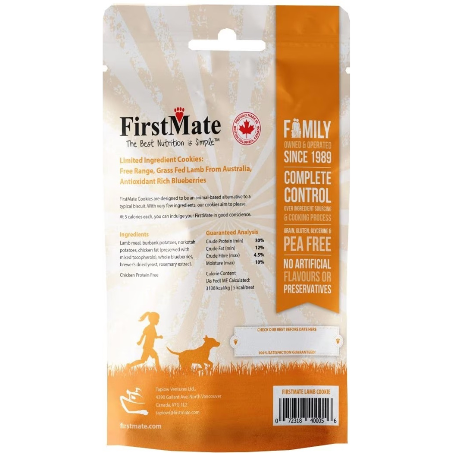 FirstMate Free Range Grass Fed Lamb & Blueberry Dog Treats, 8 oz