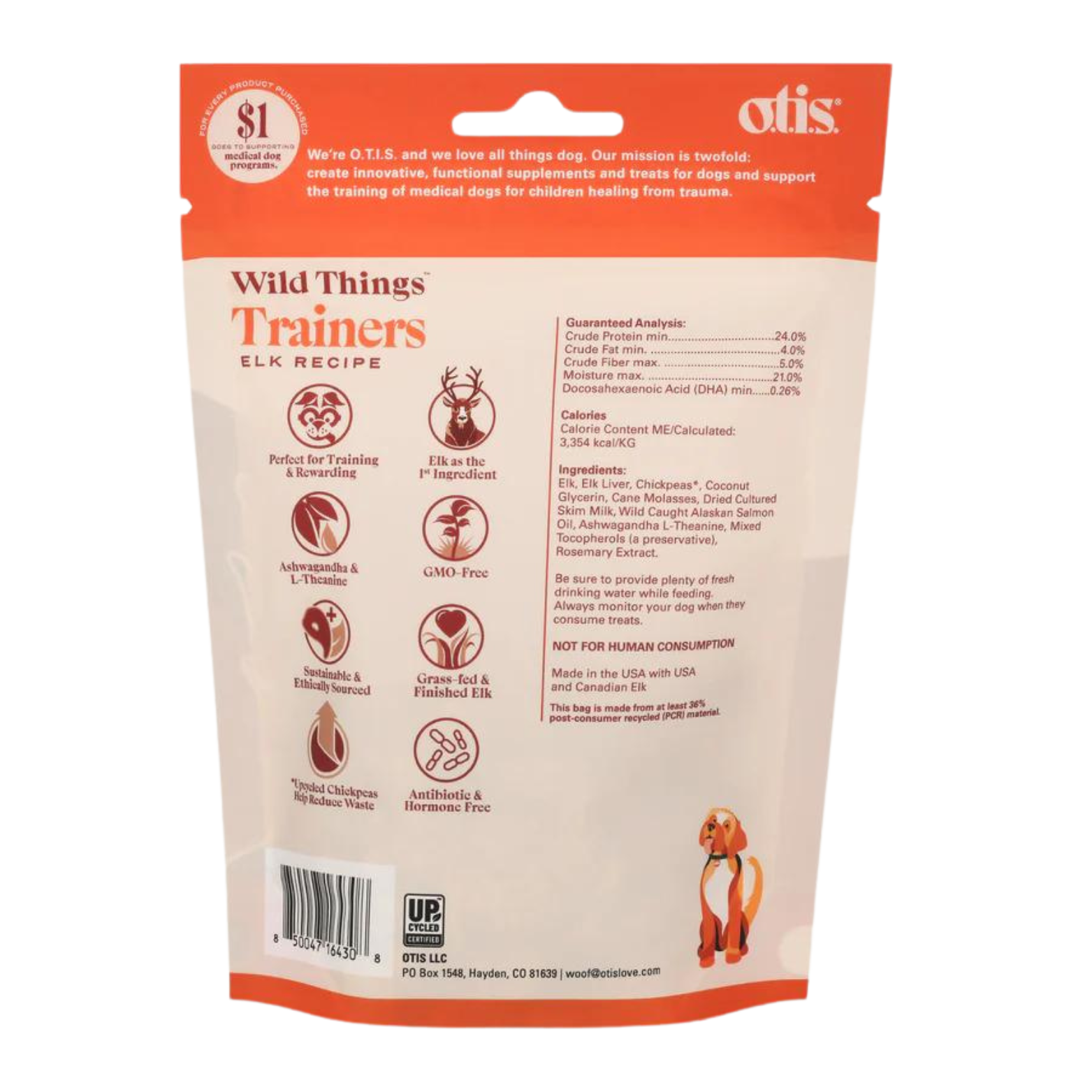 Otis Wild Things Elk Recipe Trainers Dog Treats 4 oz