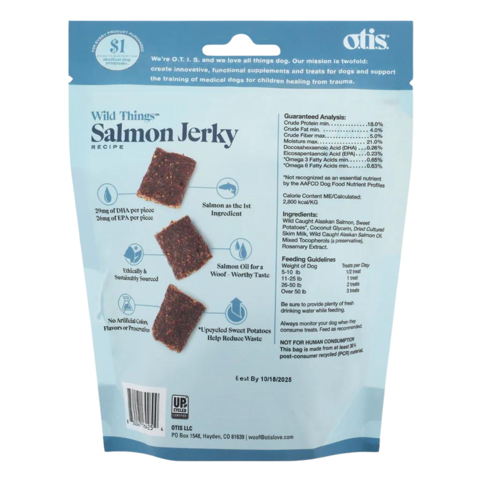 Otis Wild Things Salmon Recipe Jerky Dog Treats 4 oz