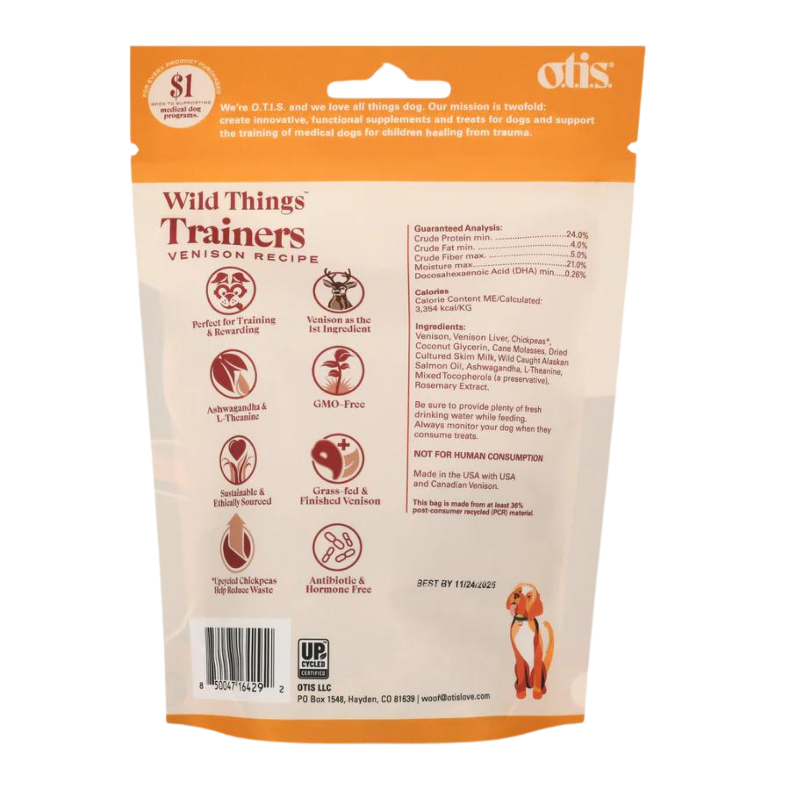 Otis Wild Things Venison Recipe Trainers Dog Treats 4 oz