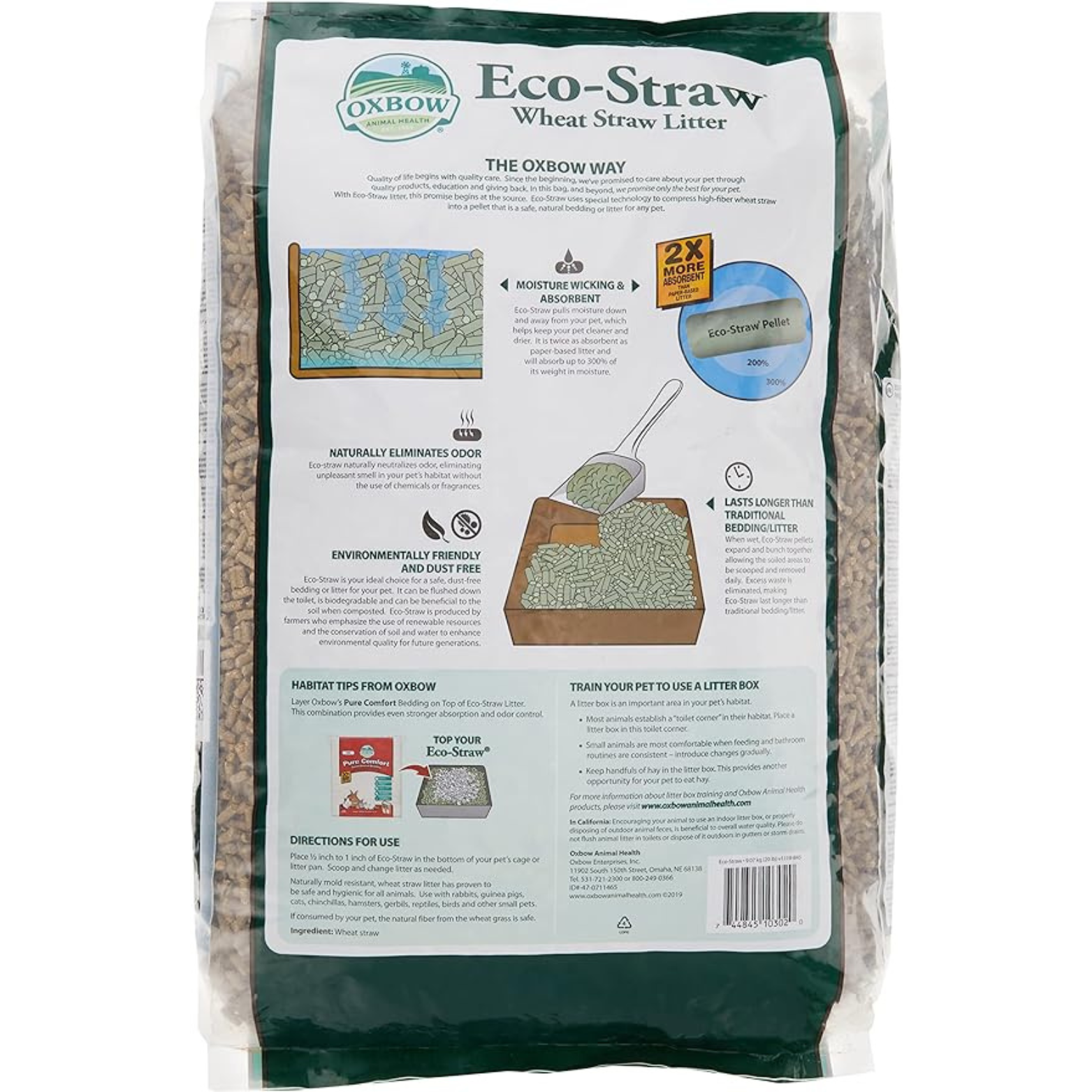 Oxbow Bene Terra Eco-Straw Pelleted Wheat Straw Small Animal Litter 20 lbs