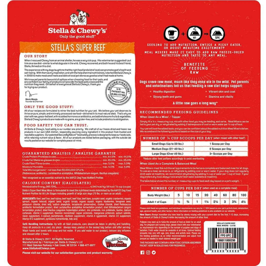 Stella & Chewy's Meal Mixers Stella's Super Beef Freeze-Dried Dog Food Topper - Mutts & Co.