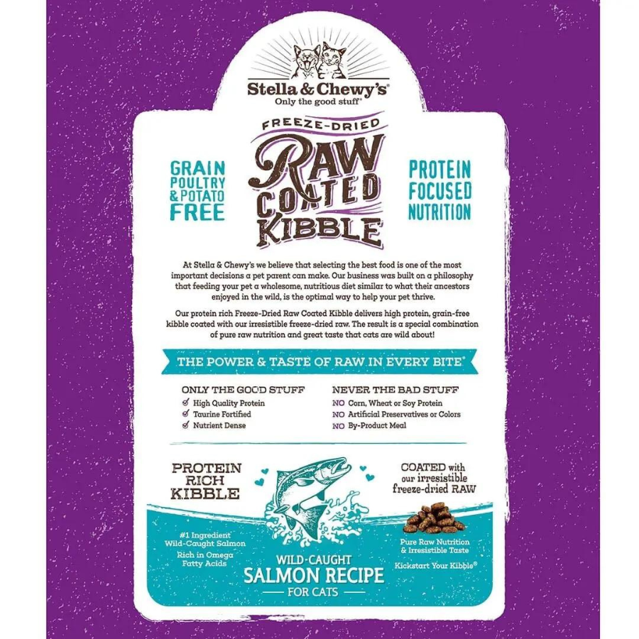 Stella & Chewy's Raw Coated Kibble Wild-Caught Salmon Recipe Cat Food - Mutts & Co.