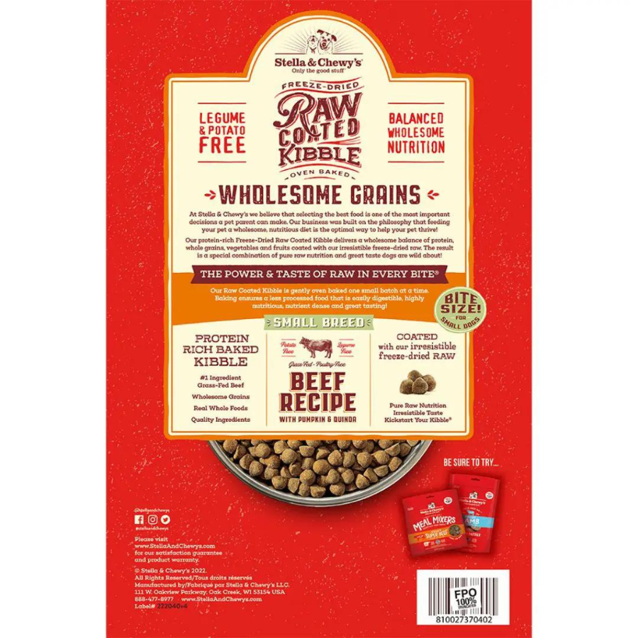 Stella & Chewy's Wholesome Grain Beef Small Breed Recipe Raw Coated Baked Kibble Dog Food - Mutts & Co.