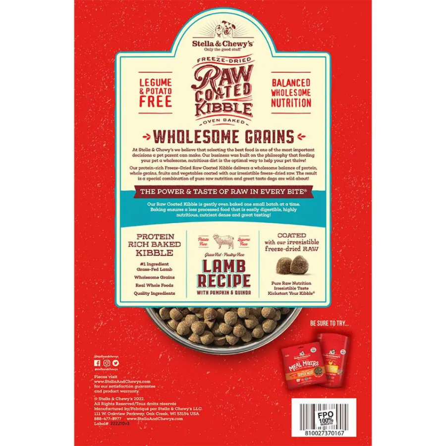 Stella & Chewy's Wholesome Grain Lamb Recipe Raw Coated Baked Kibble Dog Food - Mutts & Co.