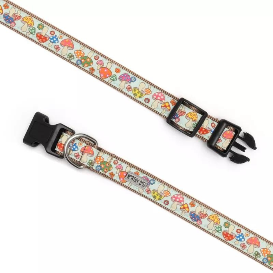 The Worthy Dog Mushrooms Dog Collar