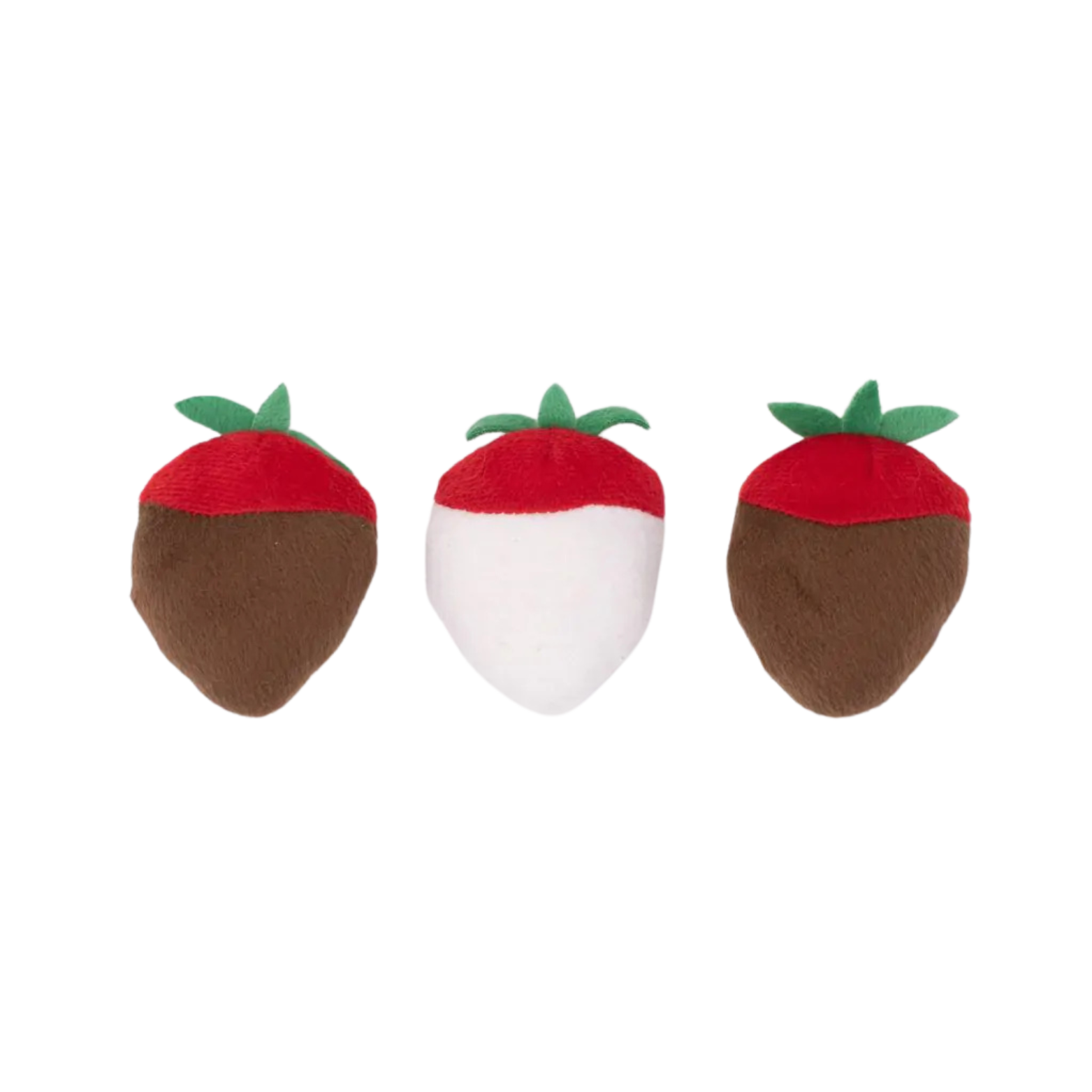 ZippyPaws Valentine's Miniz 3-Pack Chocolate Covered Strawberries Dog Toy