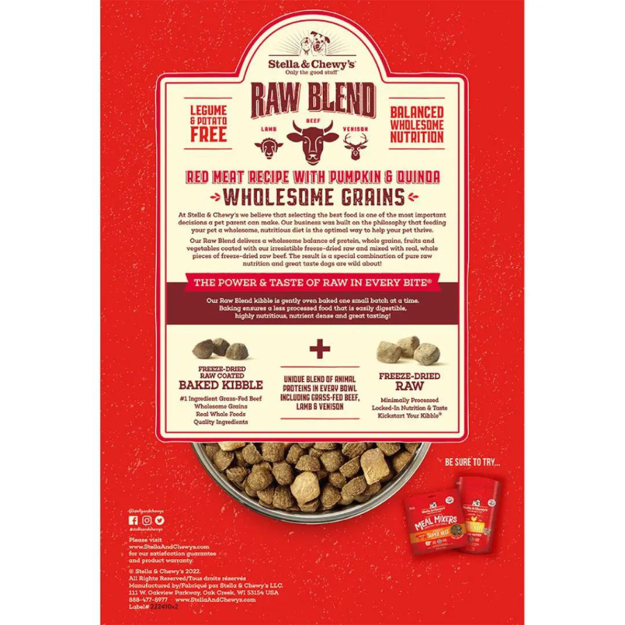 Stella & Chewy's Wholesome Grain Red Meat Recipe Raw Blend Baked Kibble Dog Food - Mutts & Co.