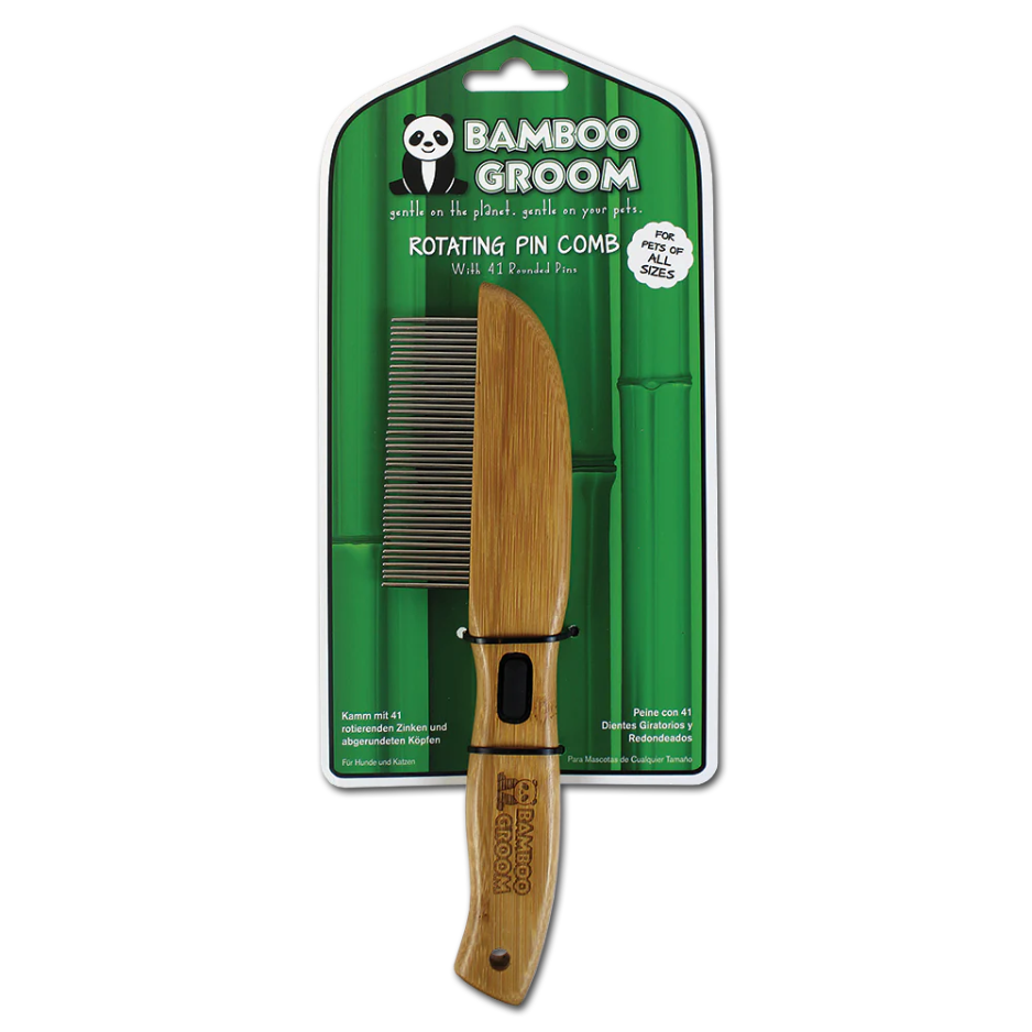 Bamboo Groom Rotating Pin Comb with 41 Rounded Pins