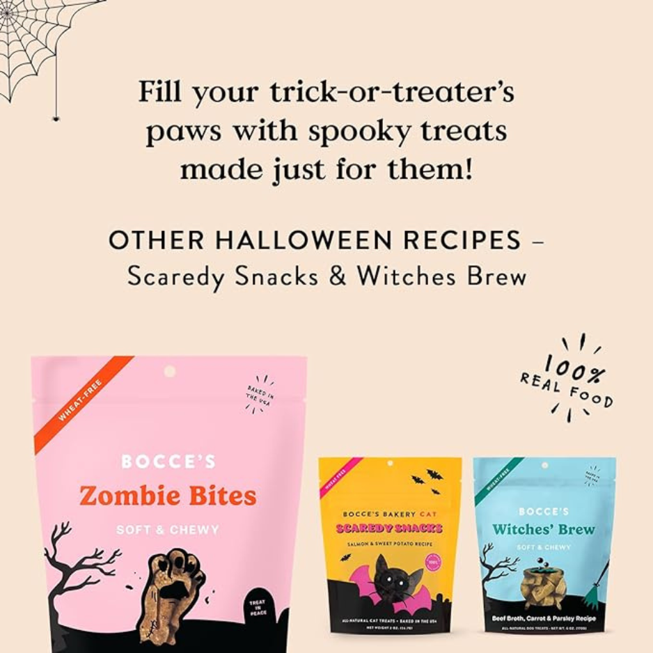 Bocce's Bakery Zombie Bites Pumpkin & Peanut Butter Flavor Soft & Chewy Dog Treats, 6 oz