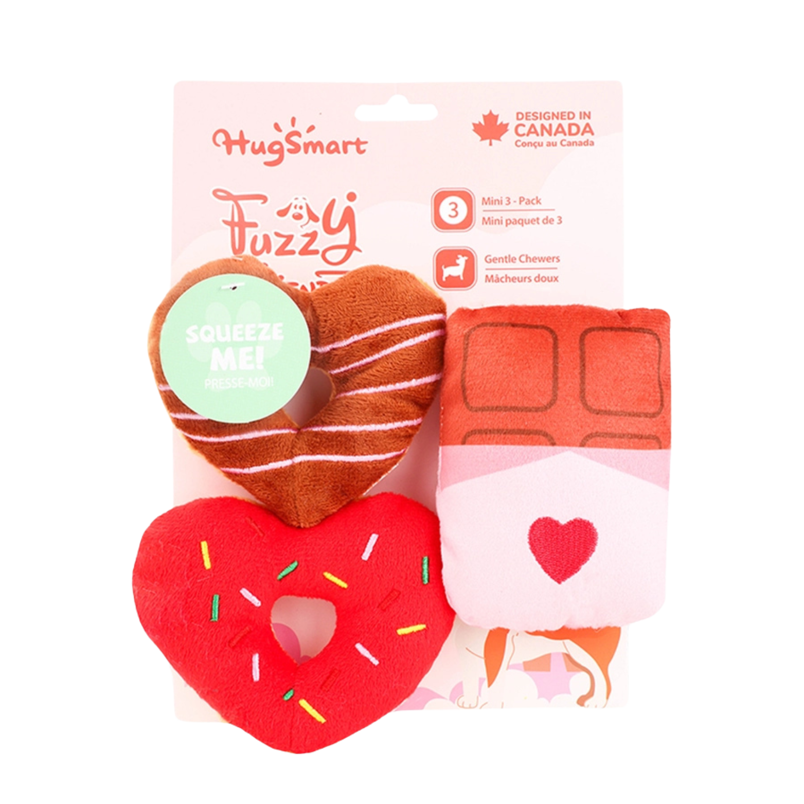 Hugsmart Pet Valentine's Woof Love Donuts & Chocolate Dog Toy