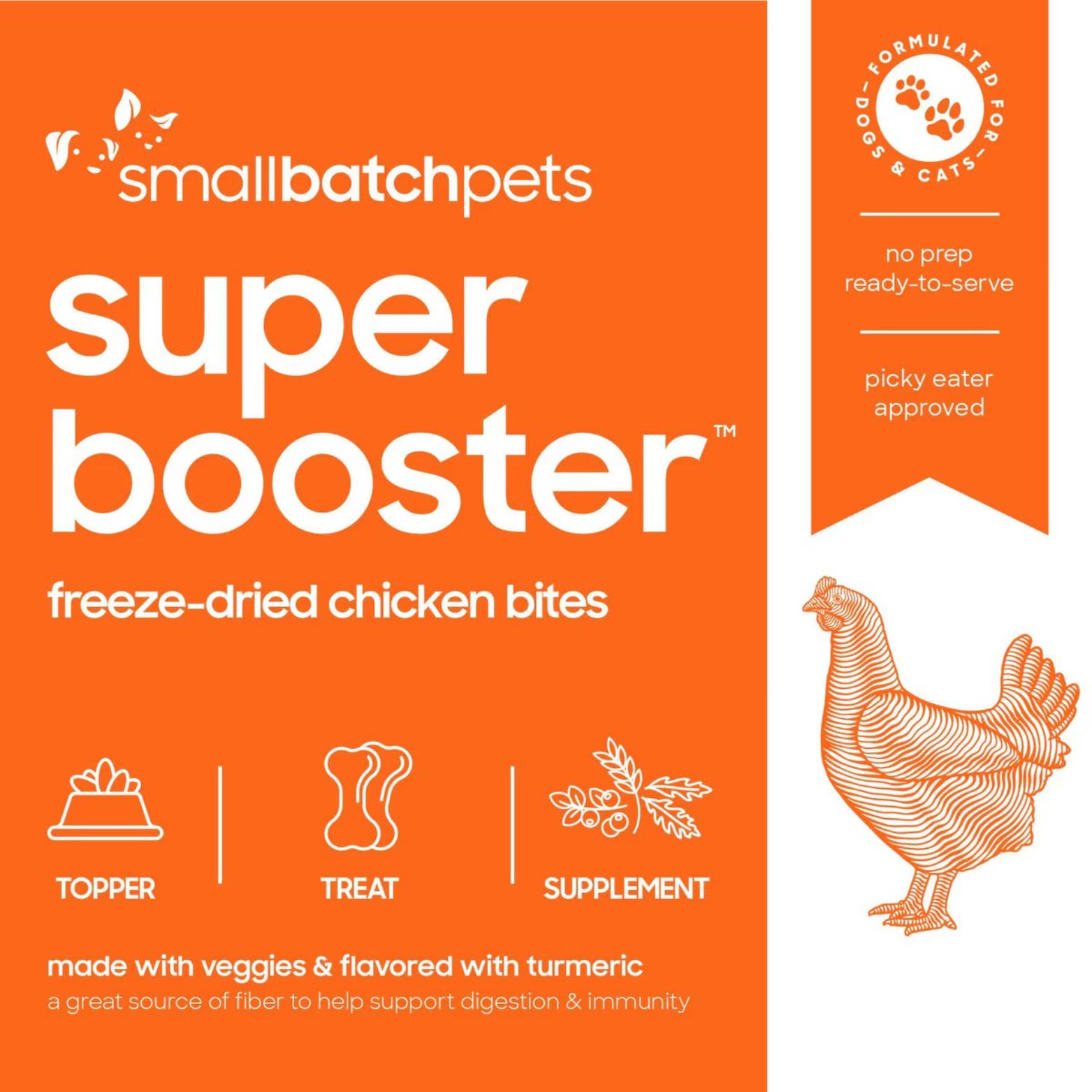 Small Batch Freeze Dried Super Booster Chicken Bites Dog & Cat Food, 7 oz