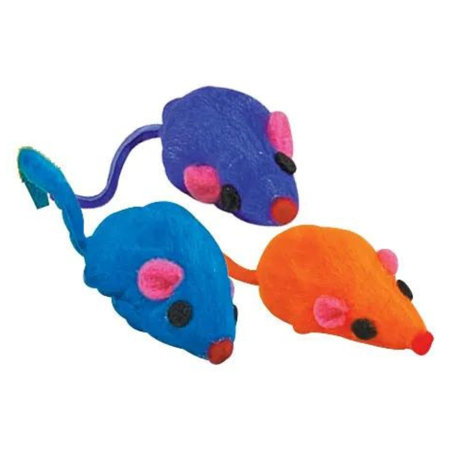 Zanies Rainbow Mice Cheese Wedge Cat Toy Assorted