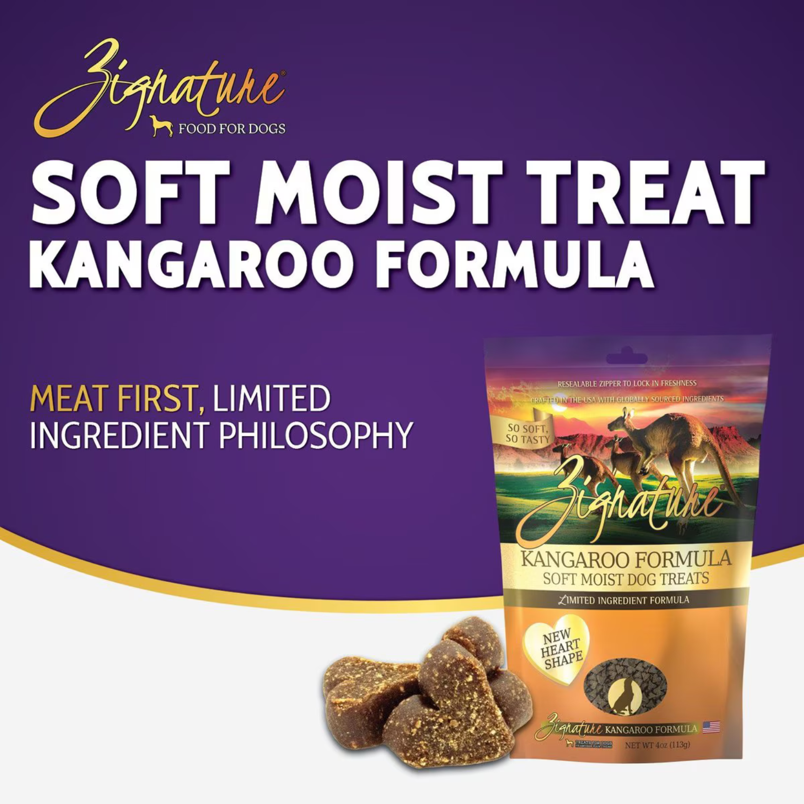 Zignature Kangaroo Formula Soft & Chewy Dog Treats 4 oz