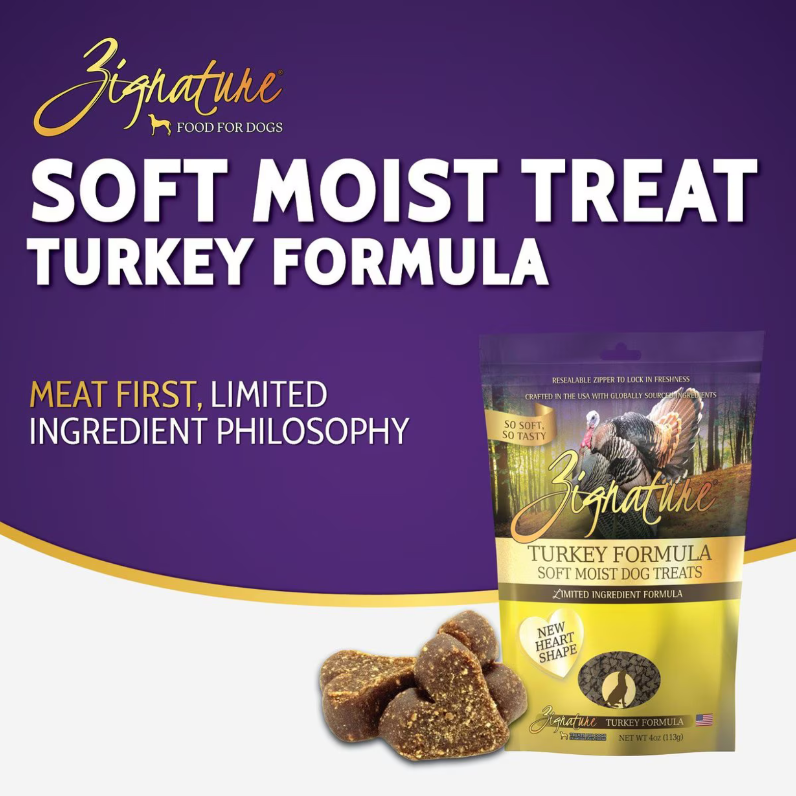 Zignature Turkey Formula Soft & Chewy Dog Treats 4 oz