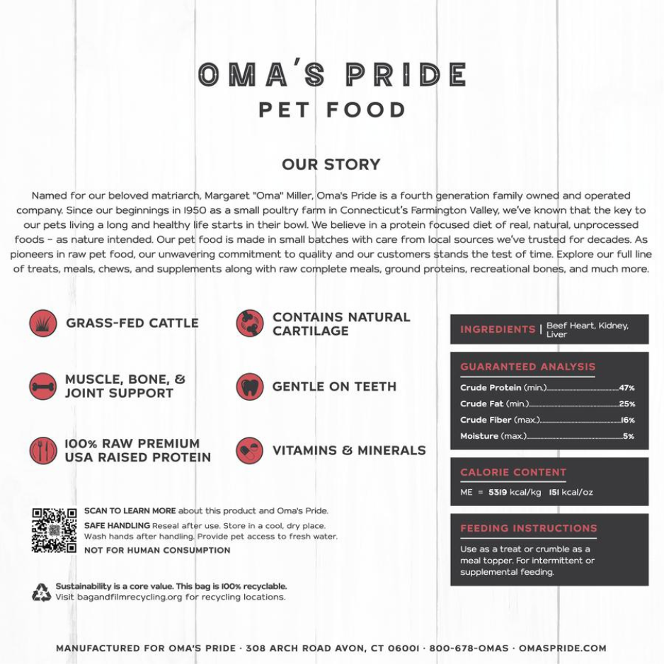 Oma's Pride Beef Organ Rounds Freeze-Dried Dog & Cat Food