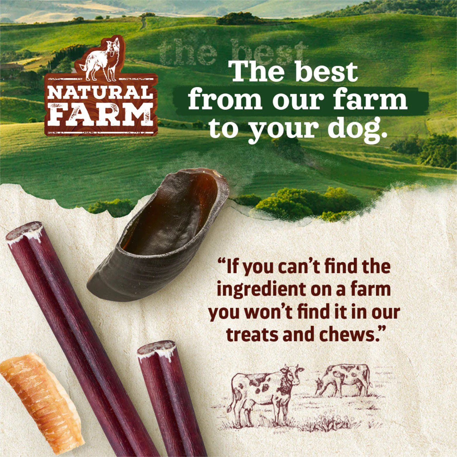 Natural Farm Bully Stick Bites Dog Chew 8 oz