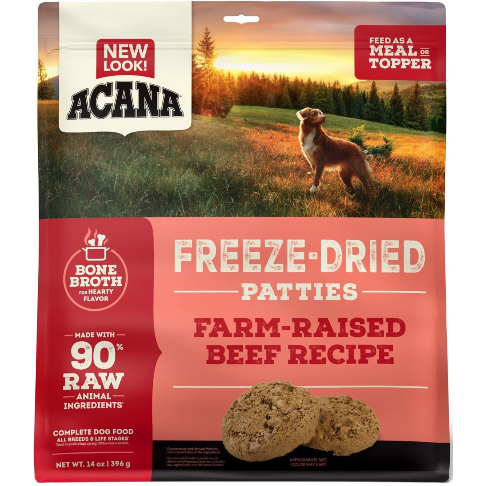 Acana Beef Recipe Patties Grain-Free Freeze-Dried Dog Food & Topper 14-oz