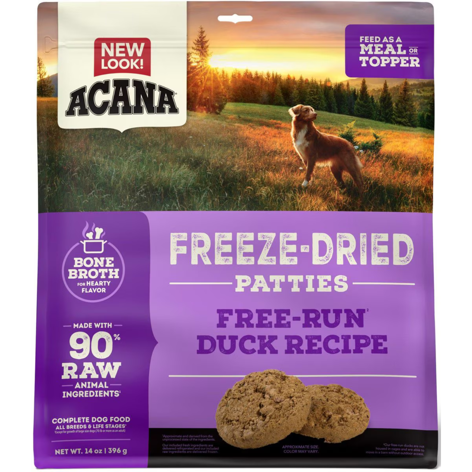 Acana Duck Recipe Patties Grain-Free Freeze-Dried Dog Food & Topper 14-oz