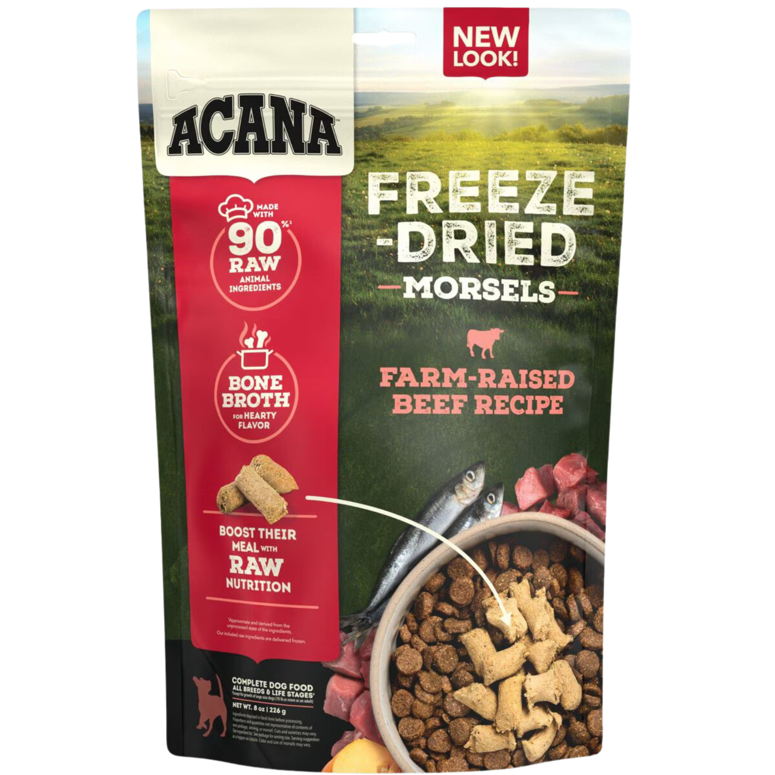 Acana Farm Raised Beef Recipe Morsels Grain-Free Freeze-Dried Dog Food & Topper 8-oz