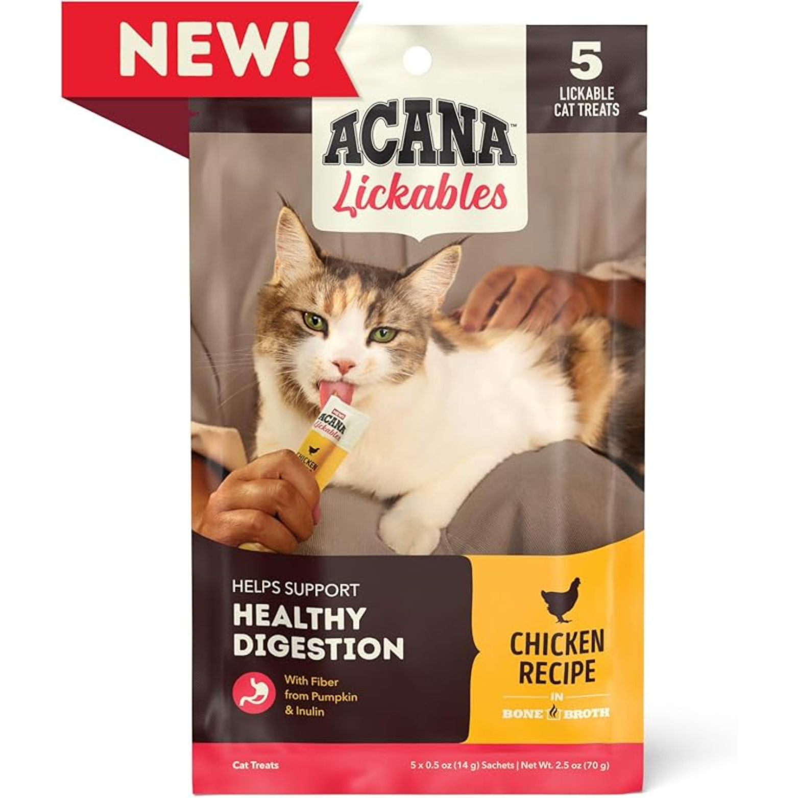 Acana Lickables Healthy Digestion Chicken Recipe Cat Treats, 2.5 oz, 5 count