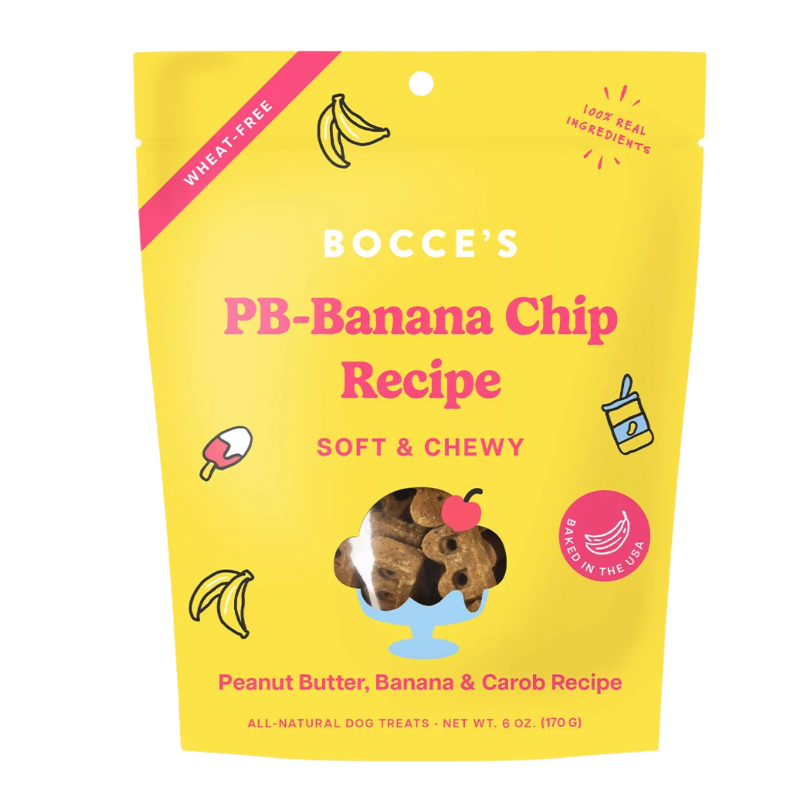 Bocce's Bakery Soft & Chewy PB-Banana Chip Dog Treats, 6 oz