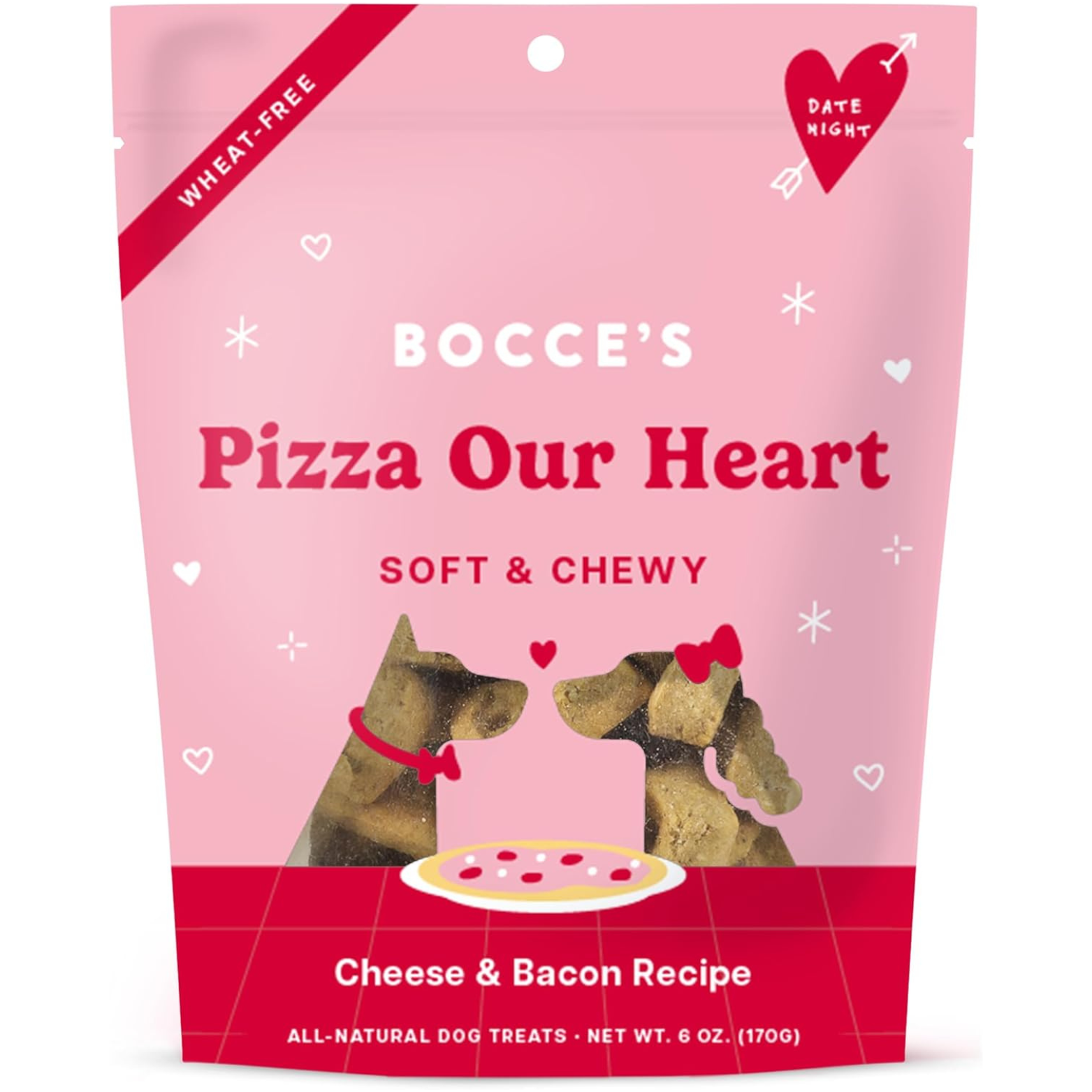 Bocce's Bakery Valentine's Soft & Chewy Pizza Our Heart Wheat Free Dog Treats 6 oz