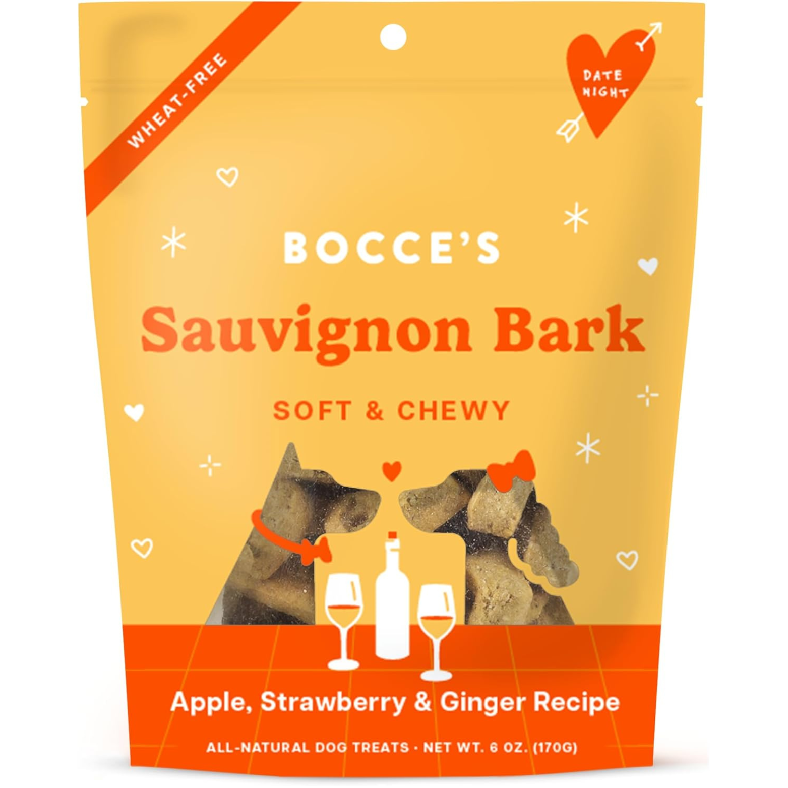 Bocce's Bakery Valentine's Soft & Chewy Sauvignon Bark Wheat Free Dog Treats 6 oz