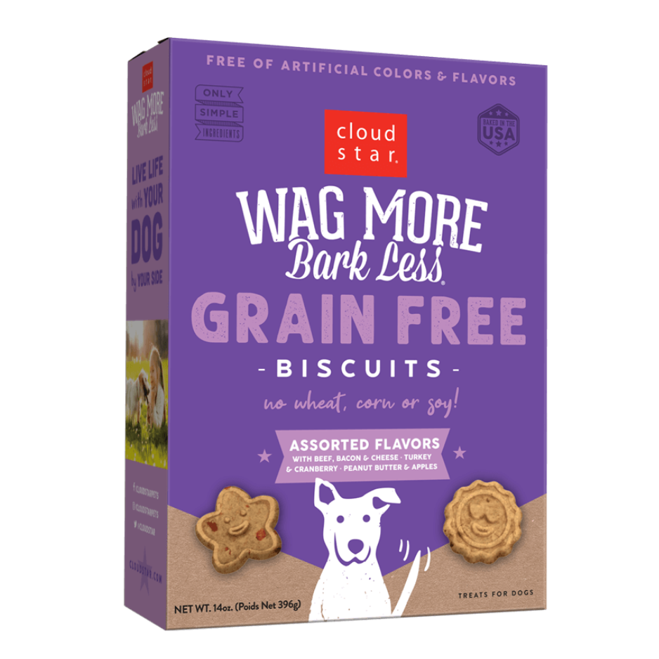 Cloud Star Wag More Bark Less Grain-Free Oven Baked Assorted Flavors Dog Treats 14 oz - Mutts & Co.