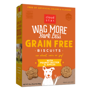 Cloud Star Wag More Bark Less Grain-Free Oven Baked with Peanut Butter & Apples Dog Treats 14 oz - Mutts & Co.