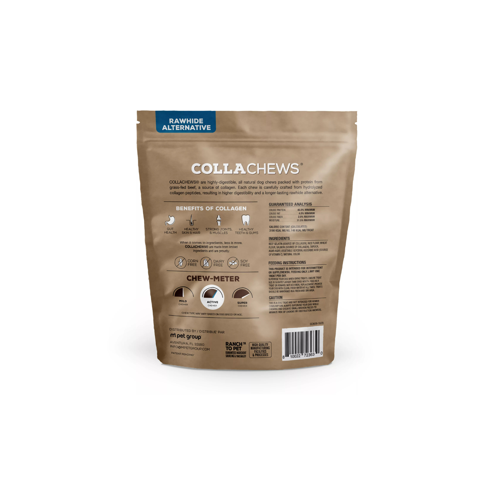 CollaChews Rawhide Alternative Collagen Chips Dog Treats Salmon 11oz