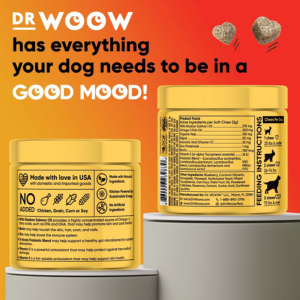 DR WOOW Wild Caught Salmon Flavo Soft Chew Skin & Coat Supplement for Dogs, 90 Count