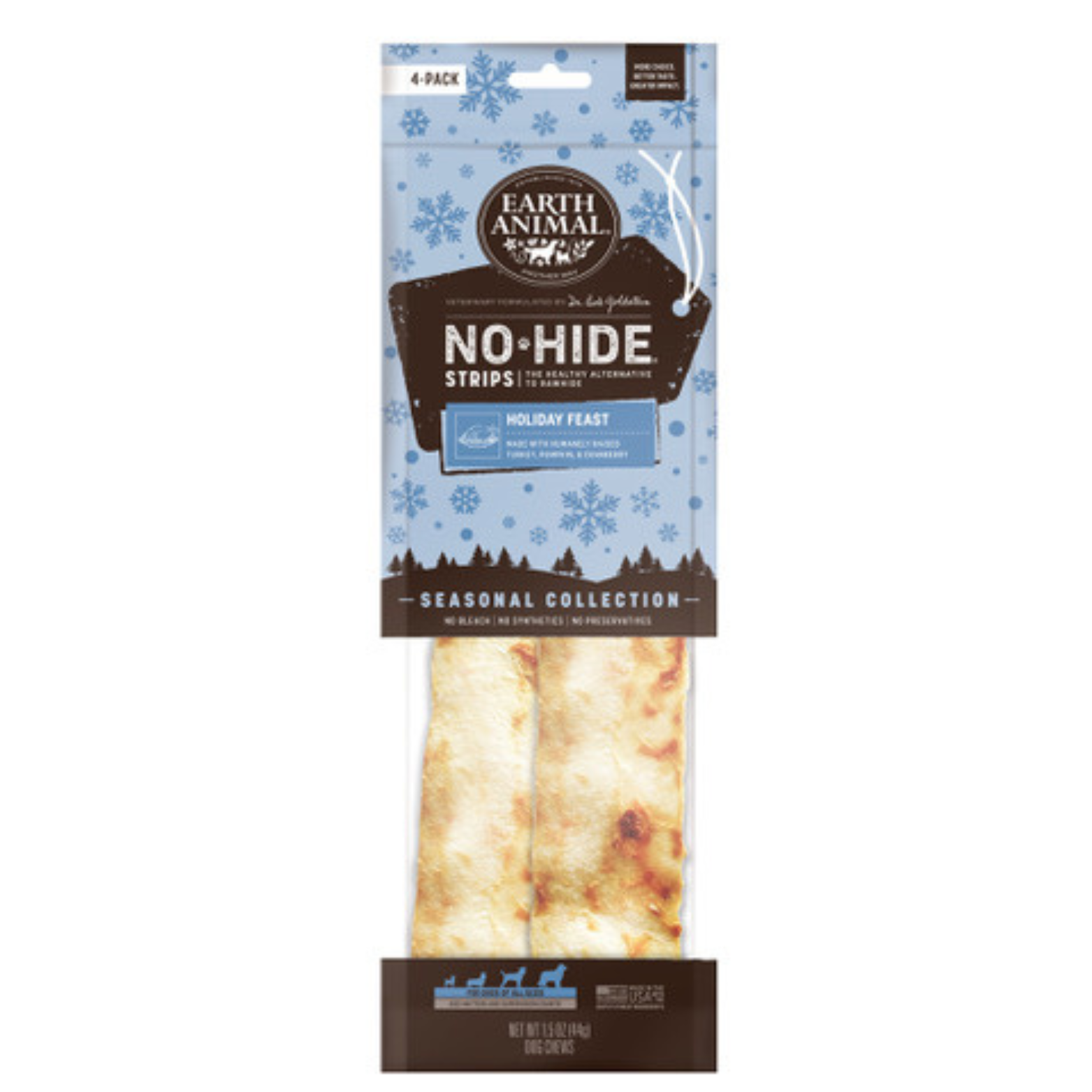 Earth Animal No-Hide Holiday Feast Chew Strip 4 Pack