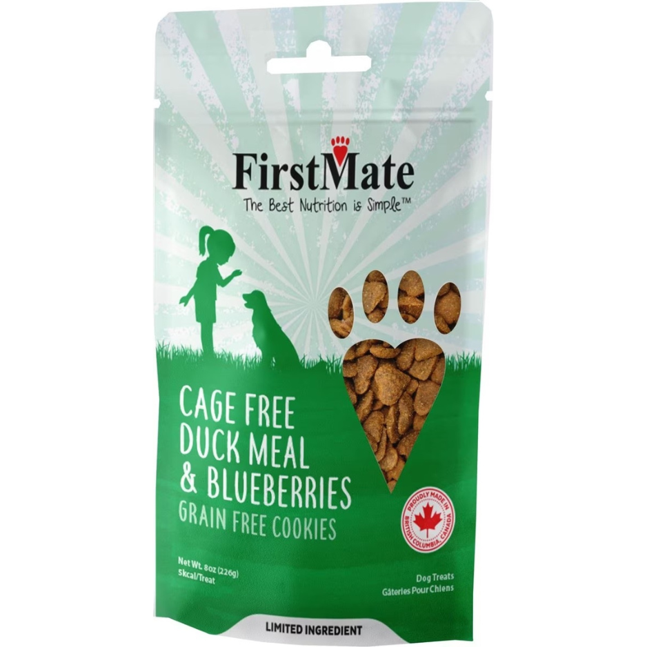 FirstMate Cage Free Duck with Blueberry Dog Treats 8 oz