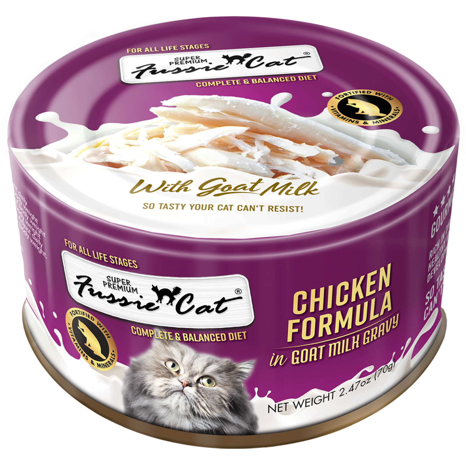 Fussie Cat Premium Chicken in Goats Milk Wet Cat Food, 2.47-oz