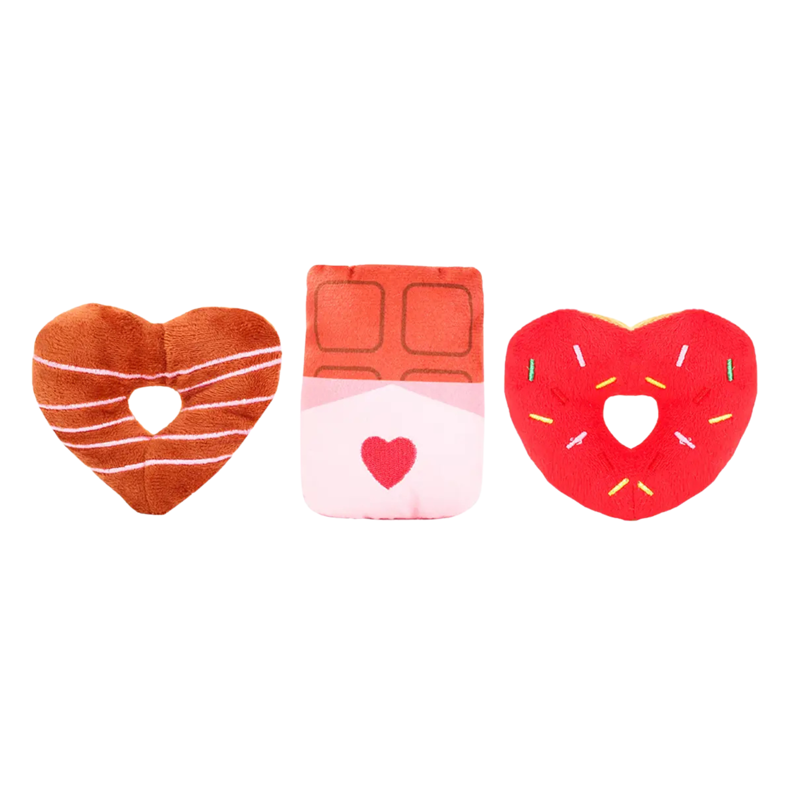 Hugsmart Pet Valentine's Woof Love Donuts & Chocolate Dog Toy