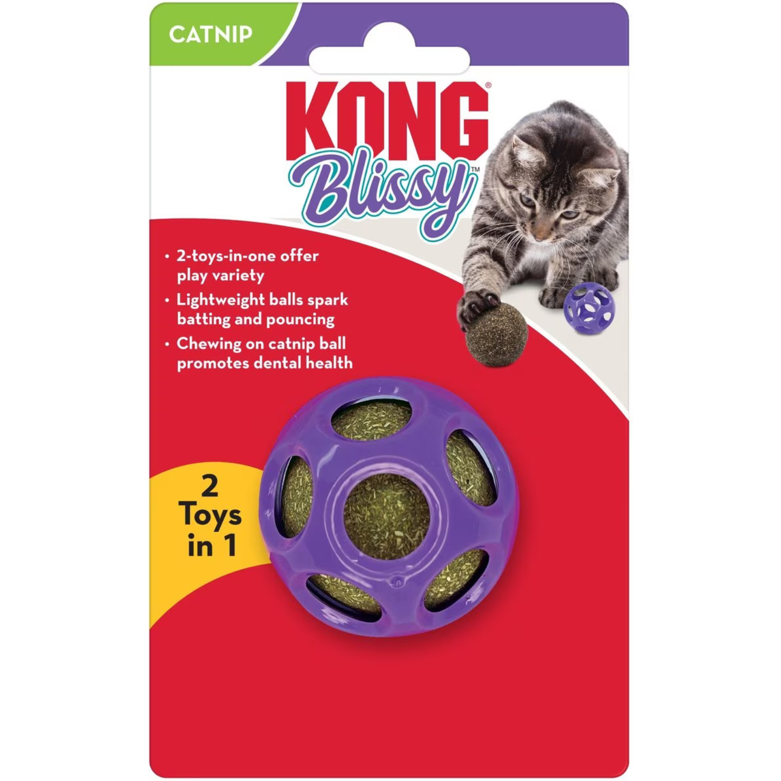 KONG Blissy Moon Ball Cat Toy with Catnip, Purple