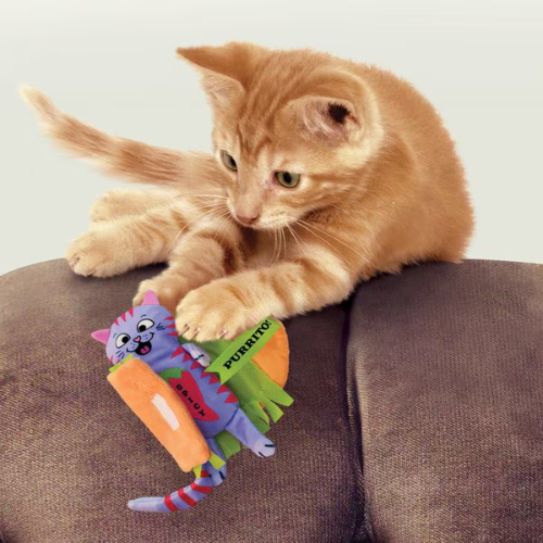 KONG Pull-A-Partz Purrito Plush Cat Toy with Catnip