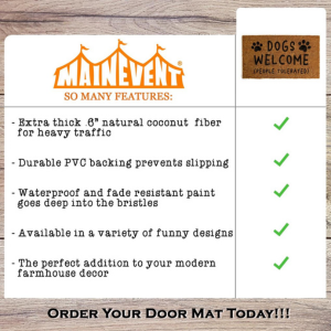 MAINEVENT Coir Welcome Mat - Dogs Welcome 30 x 17 Inch - Mutts & Co.