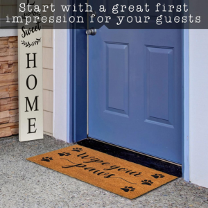 MAINEVENT Coir Welcome Mat - Wipe Your Paws 30 x 17 Inch - Mutts & Co.