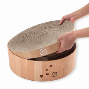 Necoichi Cozy Cat Scratcher Bowl, Oak - Mutts & Co.