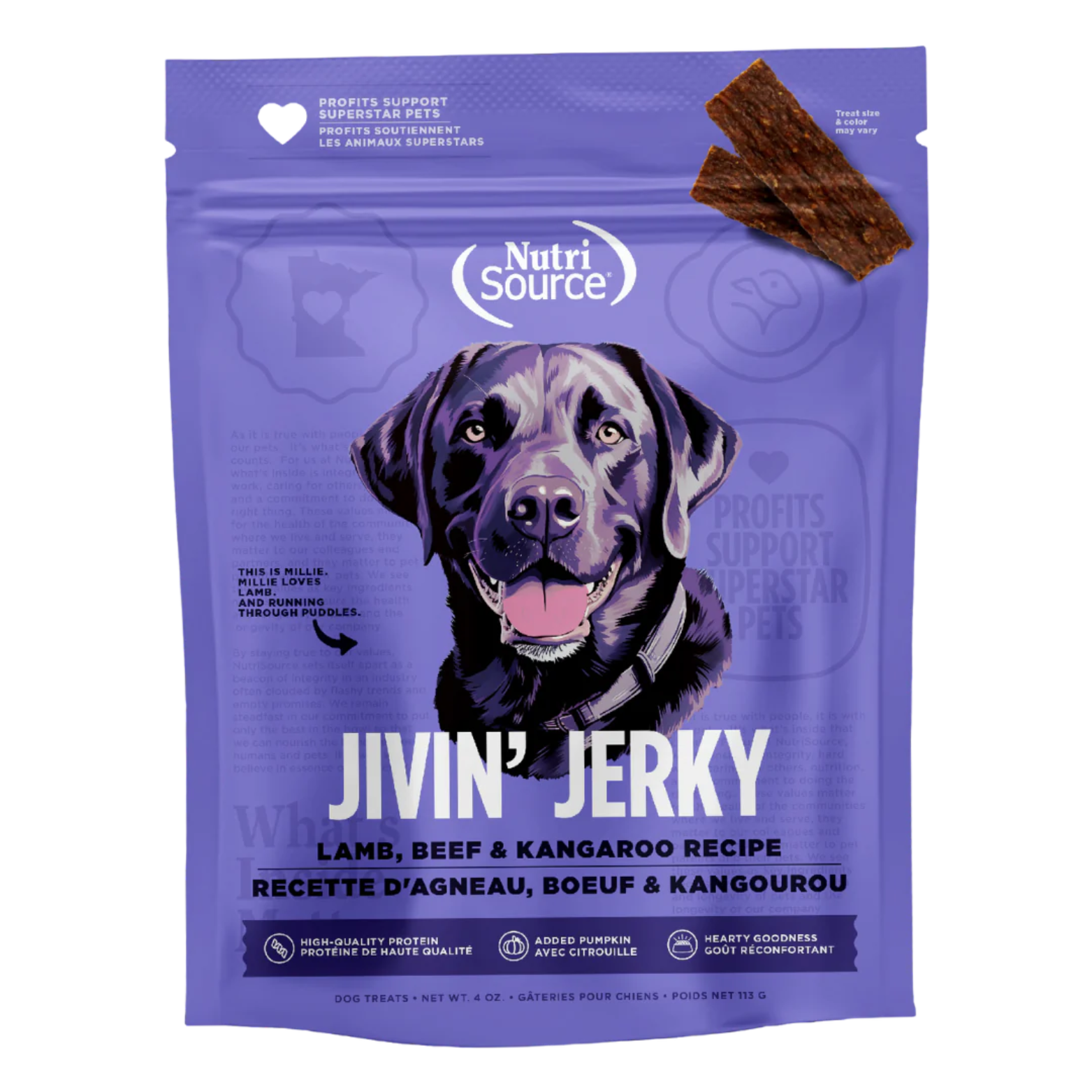 Nutrisource Jivin' Jerky Lamb, Beef & Kangaroo Healthy Jerky Dog Treats 4 oz