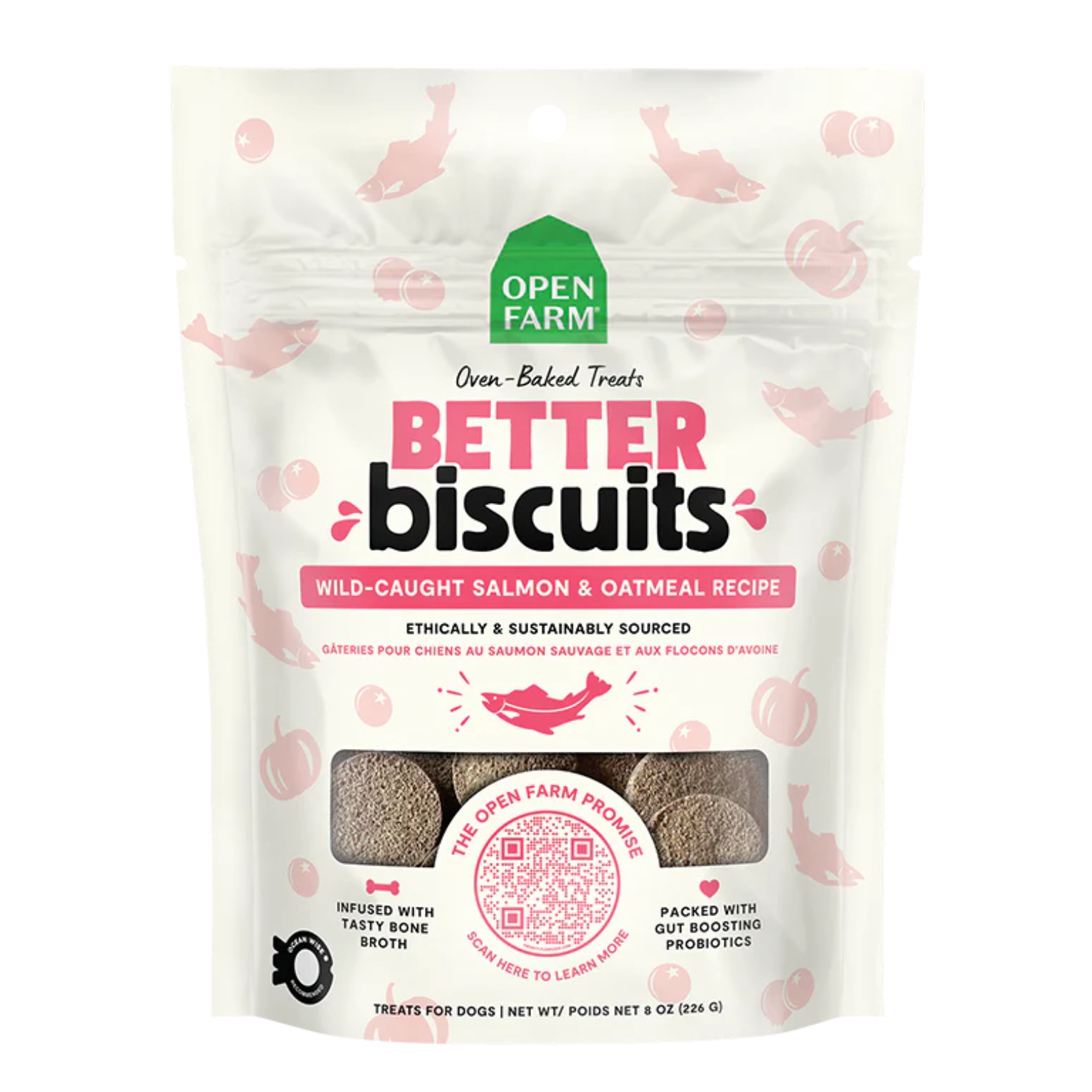 Open Farm Better Biscuits Dog Treats Salmon & Oatmeal 8 oz